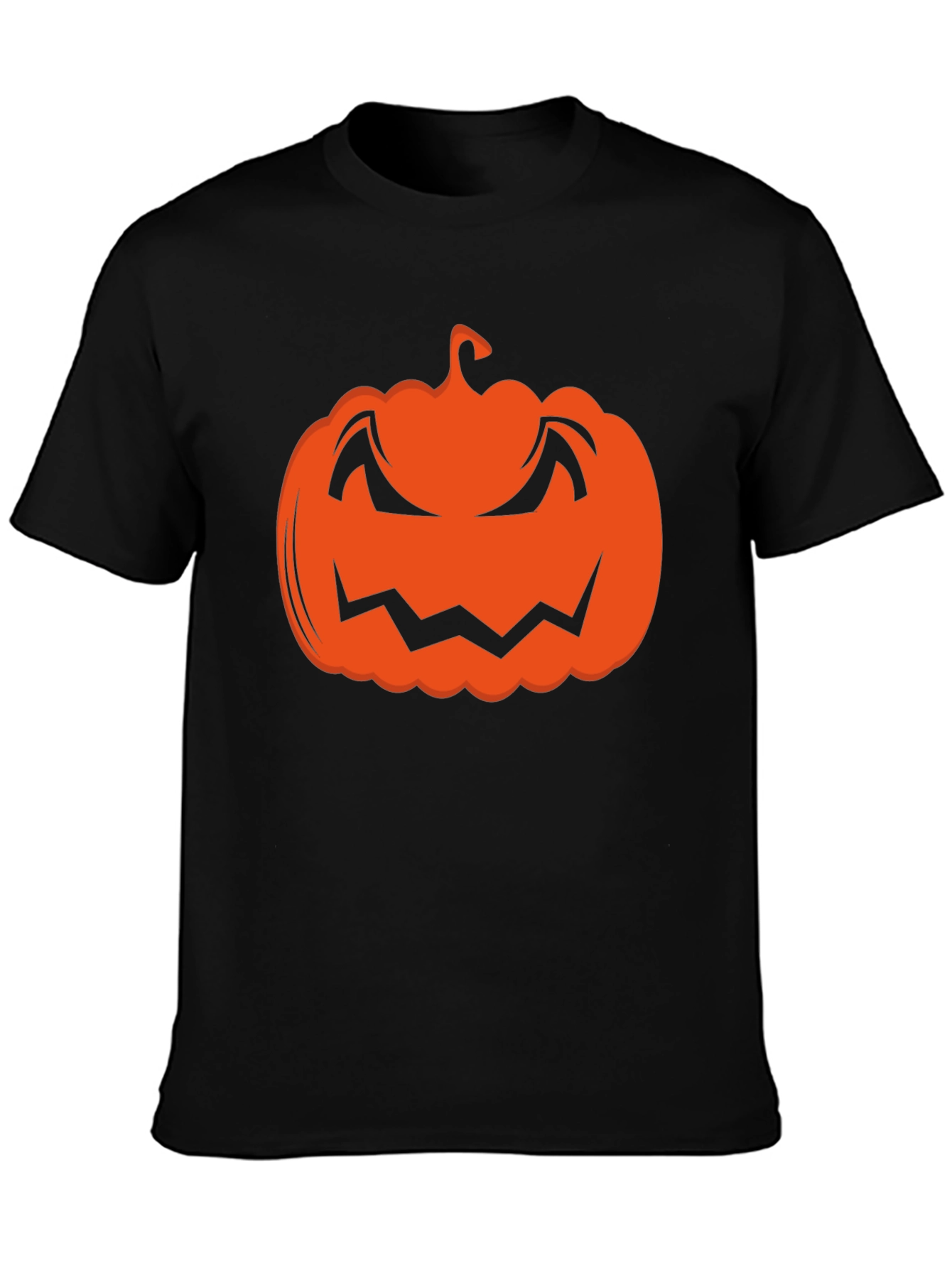 Halloween Pumpkin Graphic Tee - Black Cotton T-Shirt