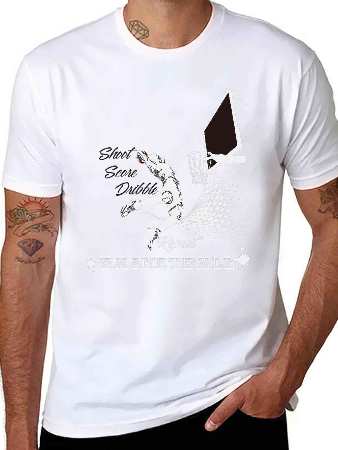 Basketball Graphic Tee - Shoot Score Repeat