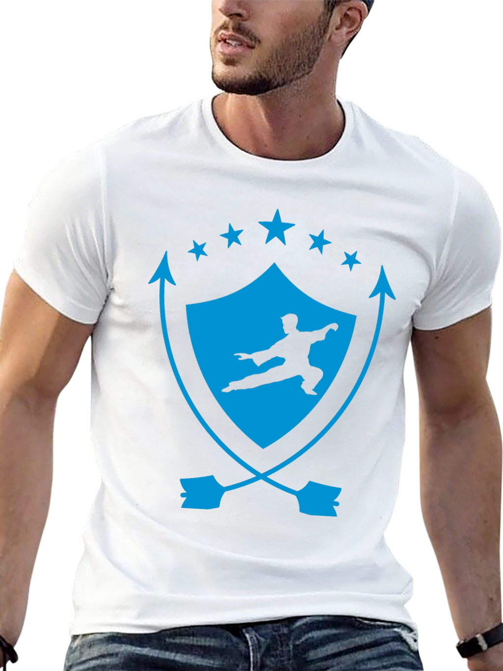 Martial Arts Graphic Tee - Shield & Stars Design