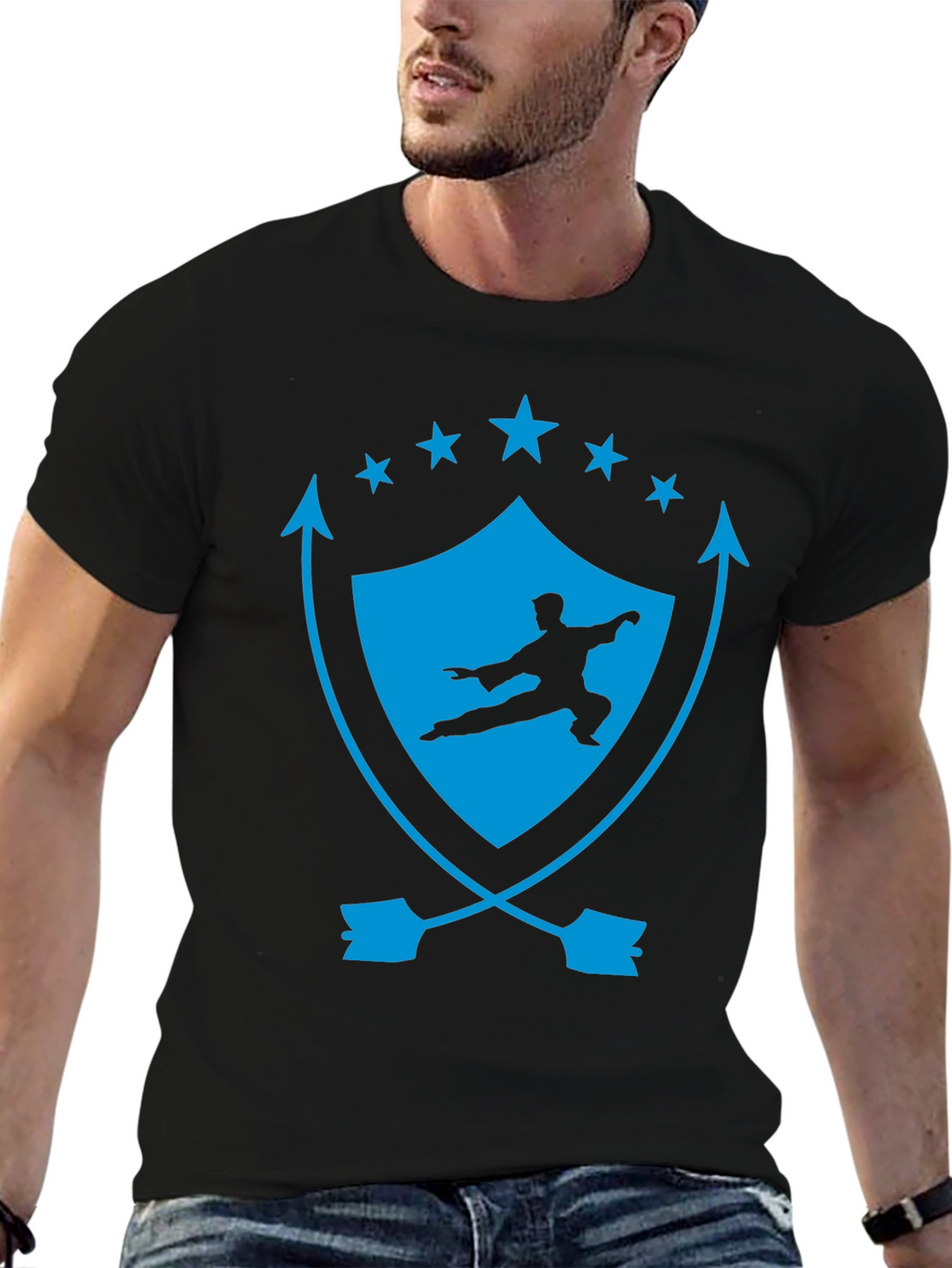 Martial Arts Graphic Tee - Shield & Stars Design