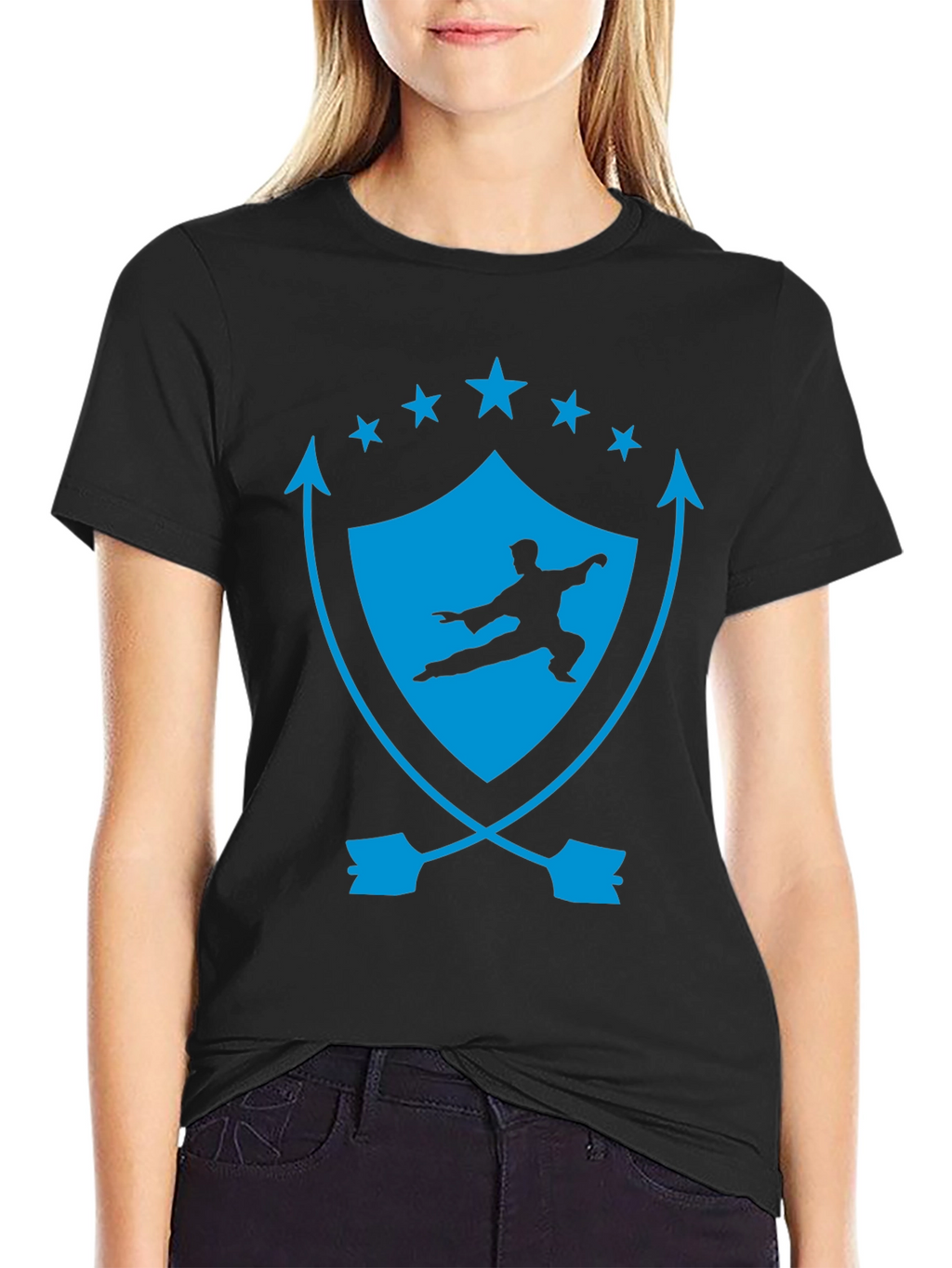 Martial Arts Graphic Tee - Shield & Stars Design