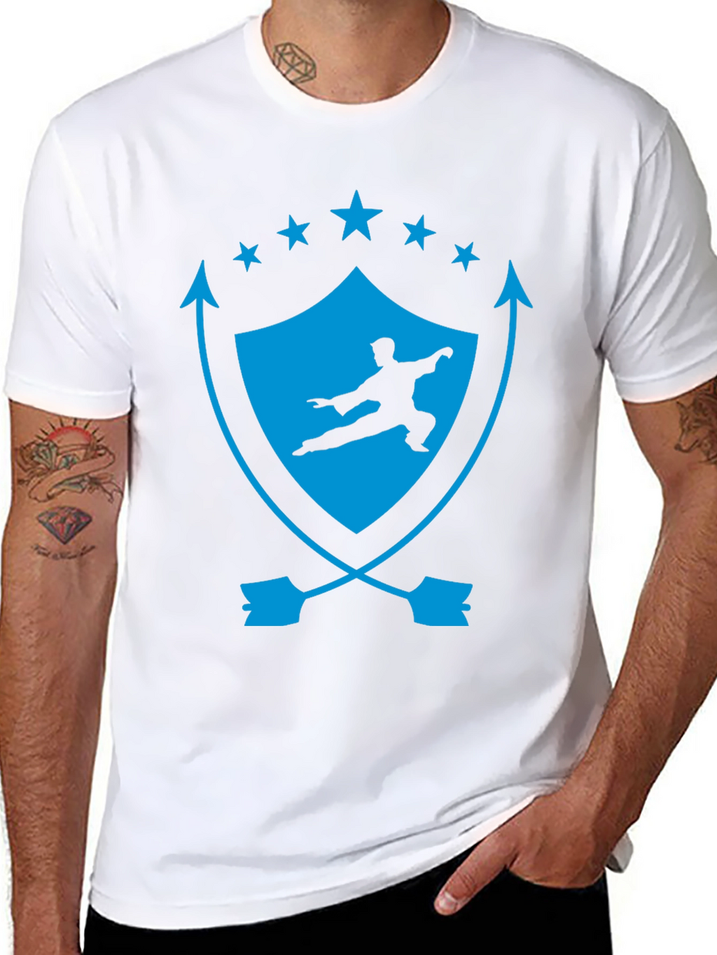 Martial Arts Graphic Tee - Shield & Stars Design