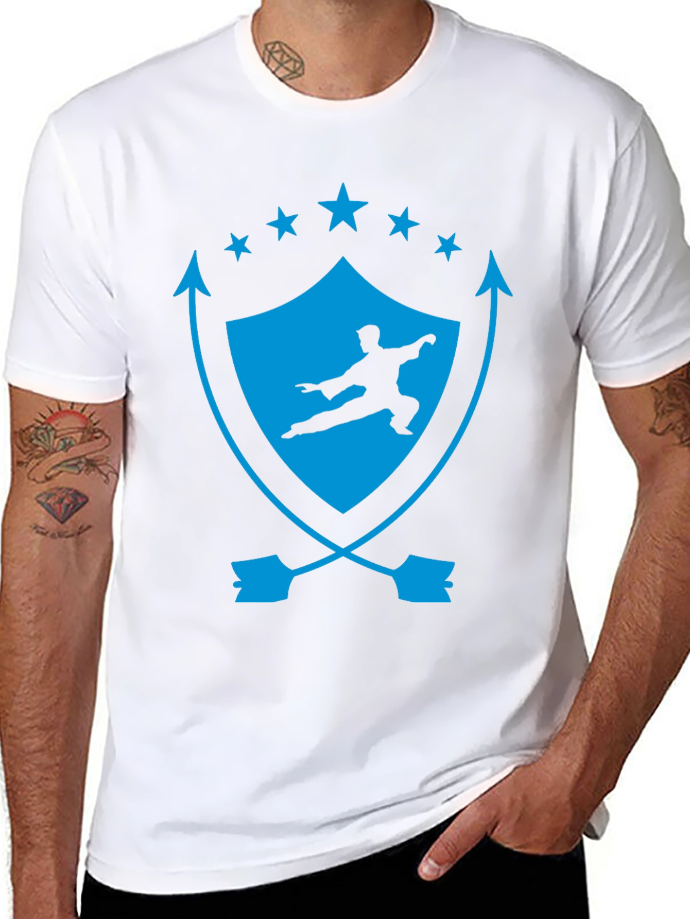 Martial Arts Graphic Tee - Shield & Stars Design
