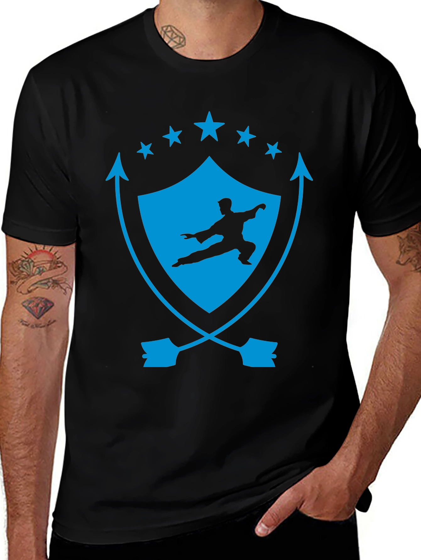 Martial Arts Graphic Tee - Shield & Stars Design
