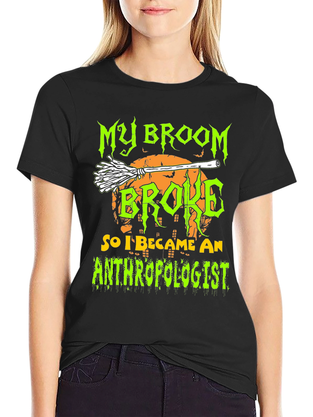 My Broom Broke Anthropologist Halloween T-Shirt