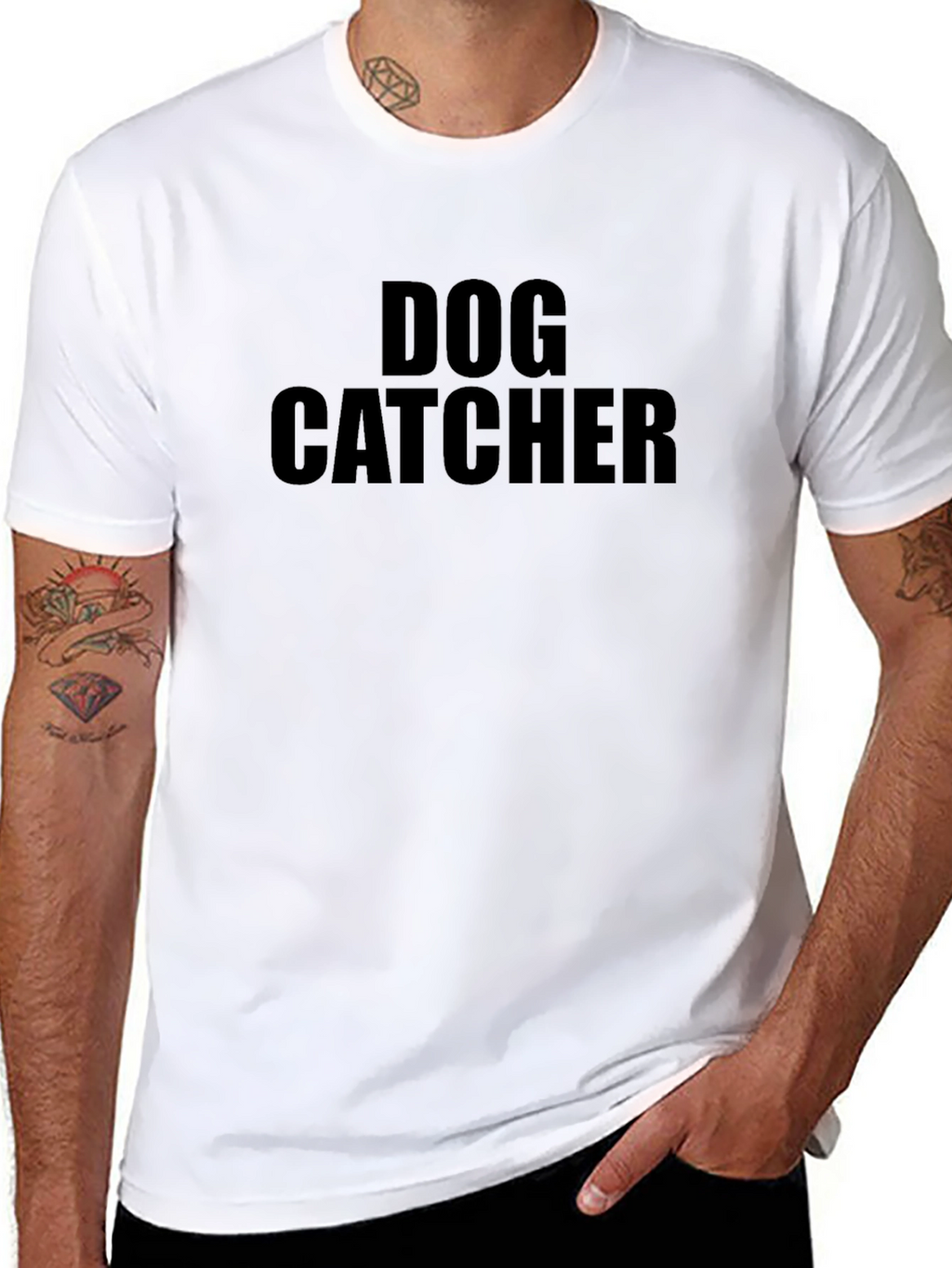 Dog Catcher Graphic Tee - Classic Black Cotton T-Shirt