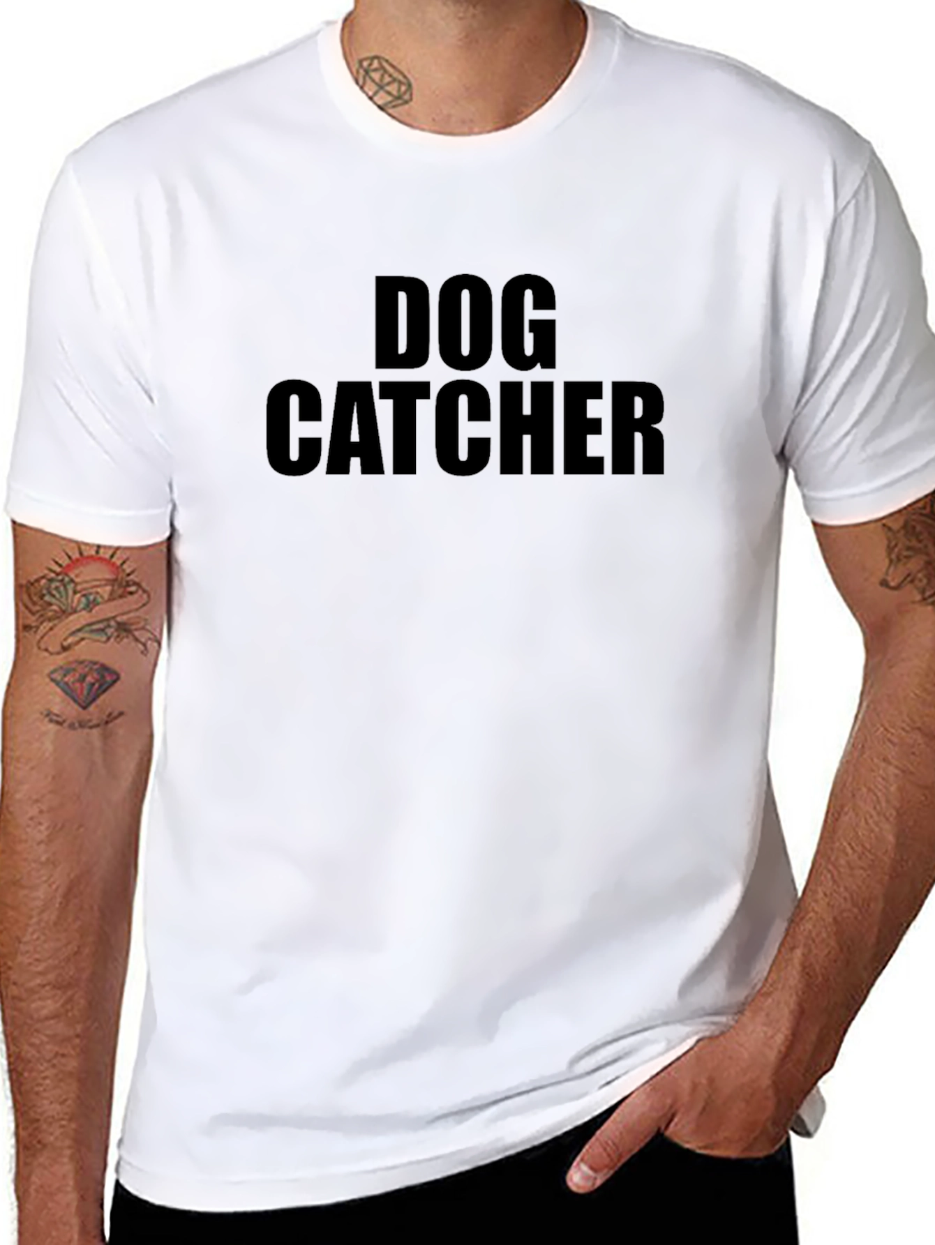 Dog Catcher Graphic Tee - Classic Black Cotton T-Shirt