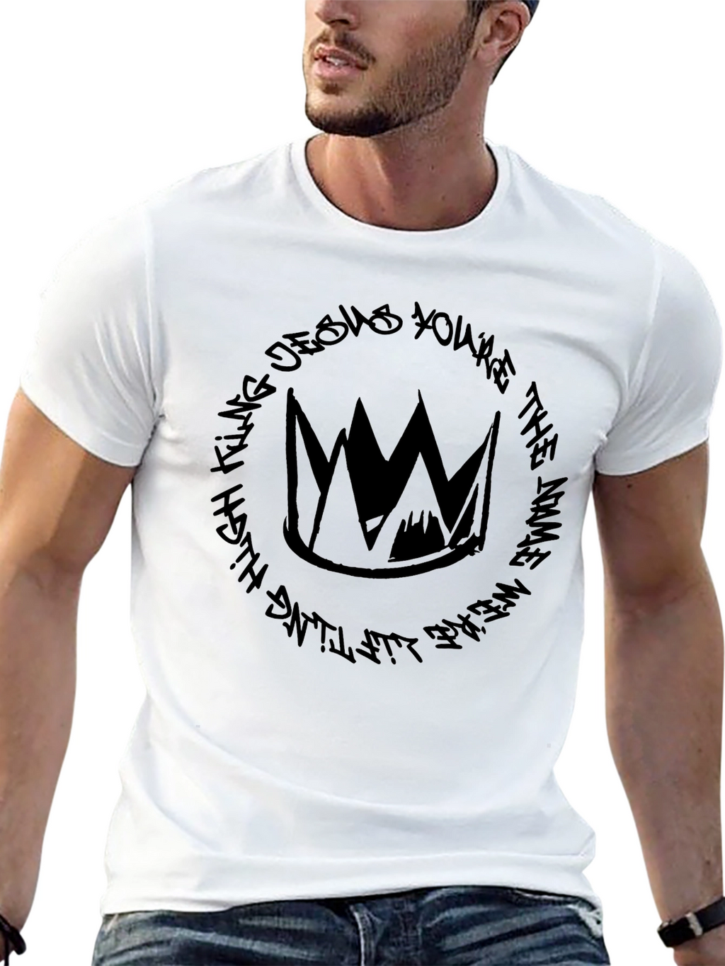 Crown Graphic Tee - Black Cotton T-Shirt