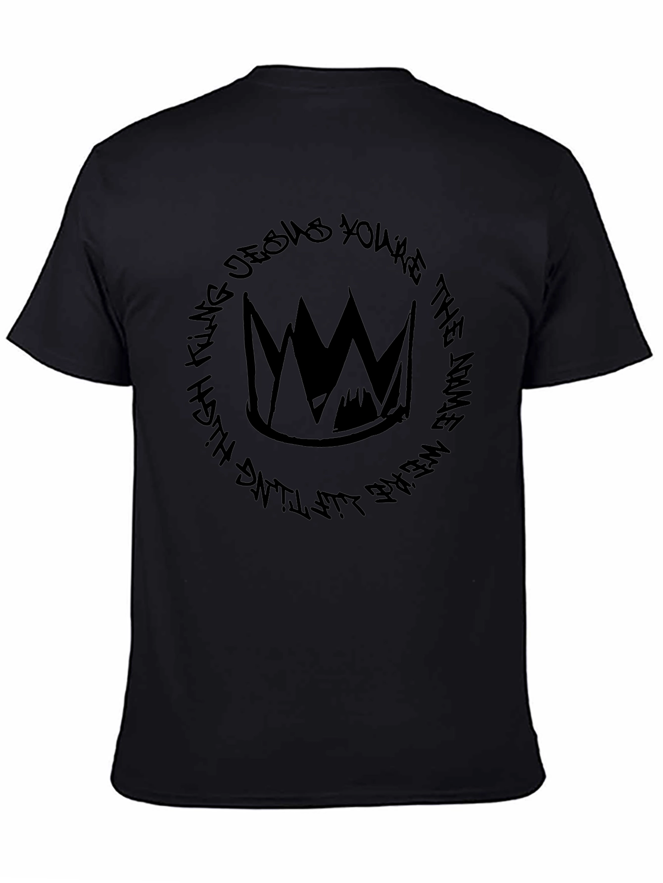 Crown Graphic Tee - Black Cotton T-Shirt