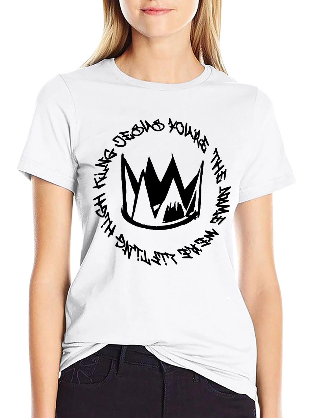 Crown Graphic Tee - Black Cotton T-Shirt
