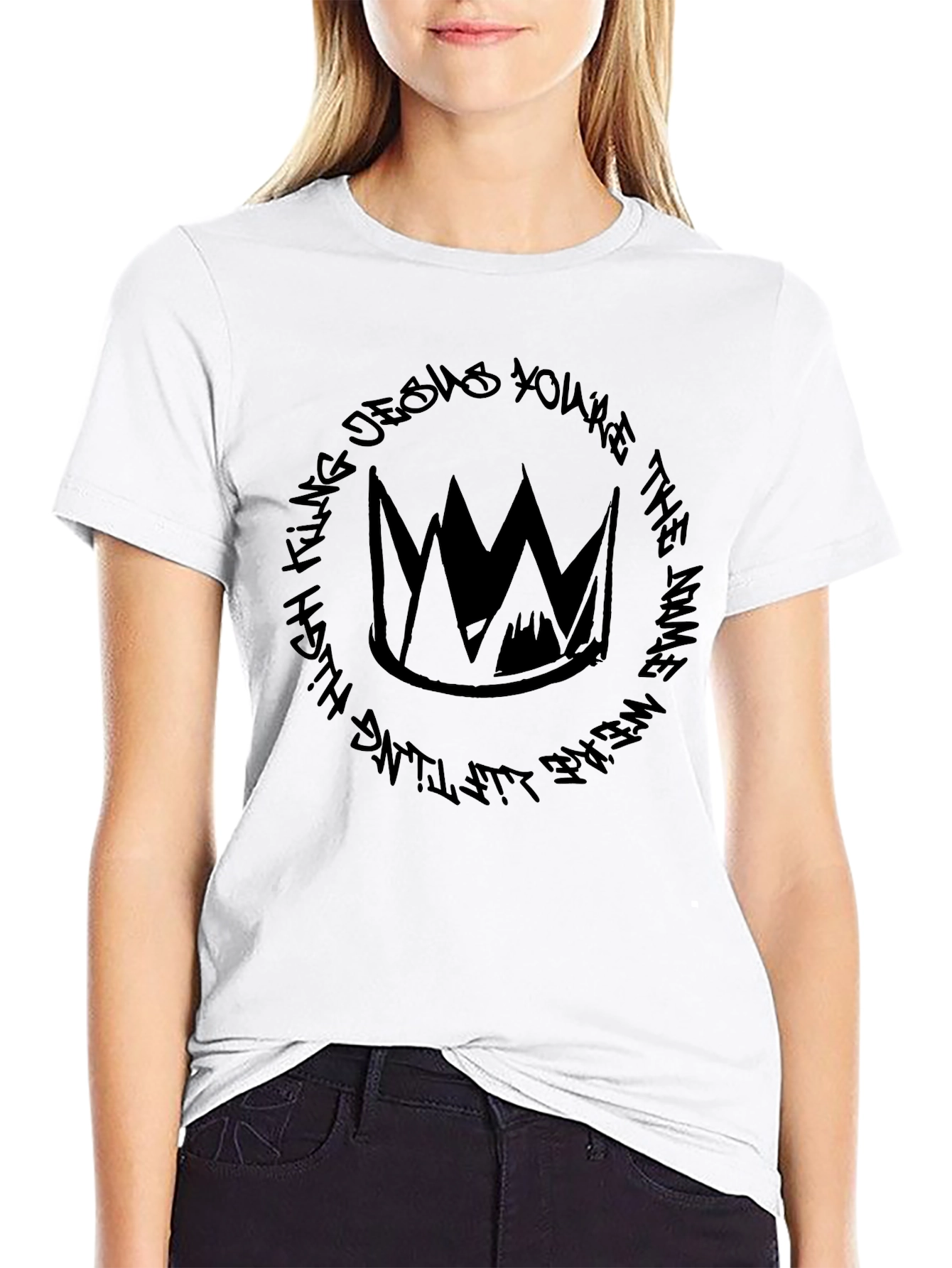 Crown Graphic Tee - Black Cotton T-Shirt