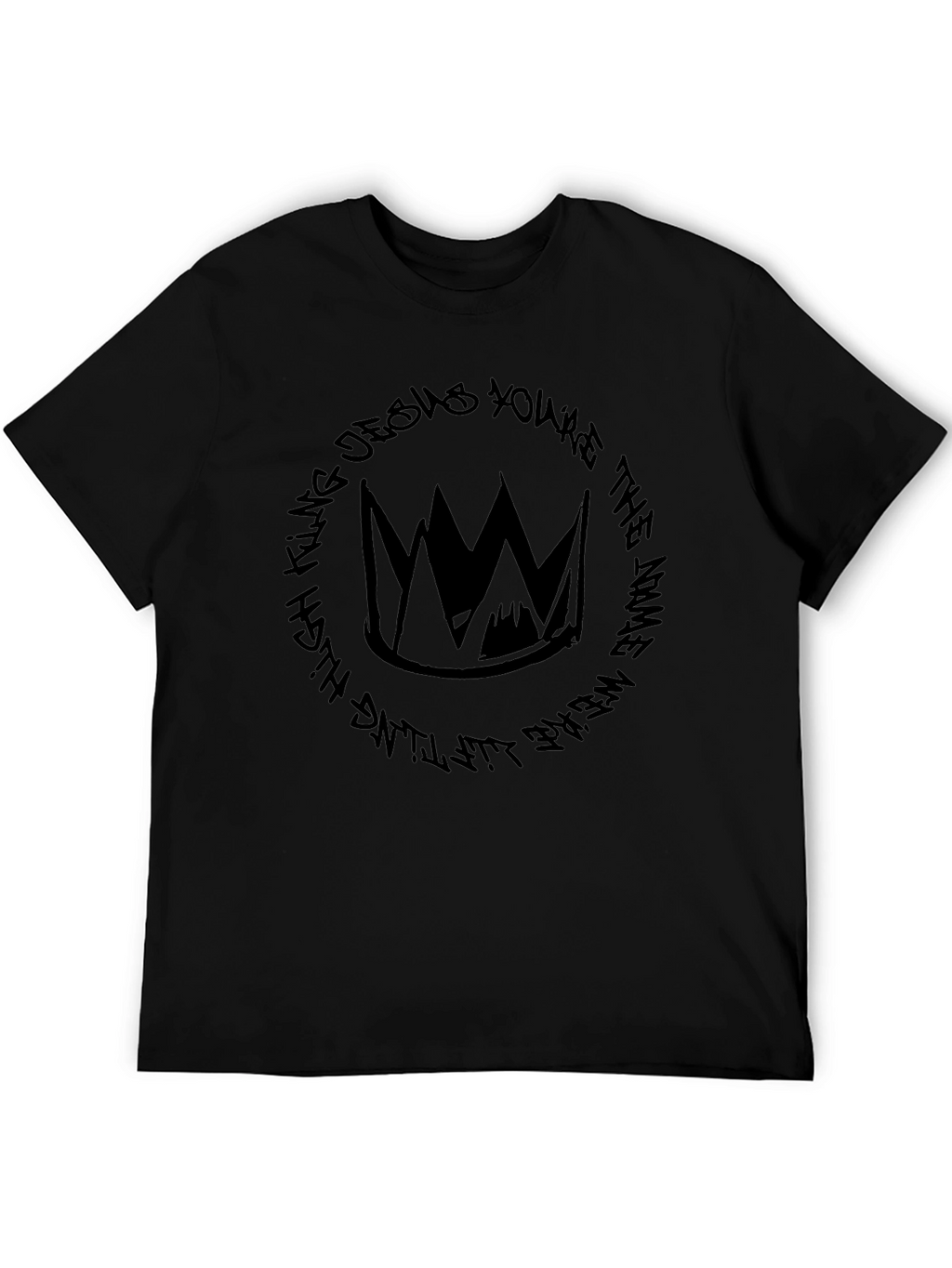Crown Graphic Tee - Black Cotton T-Shirt