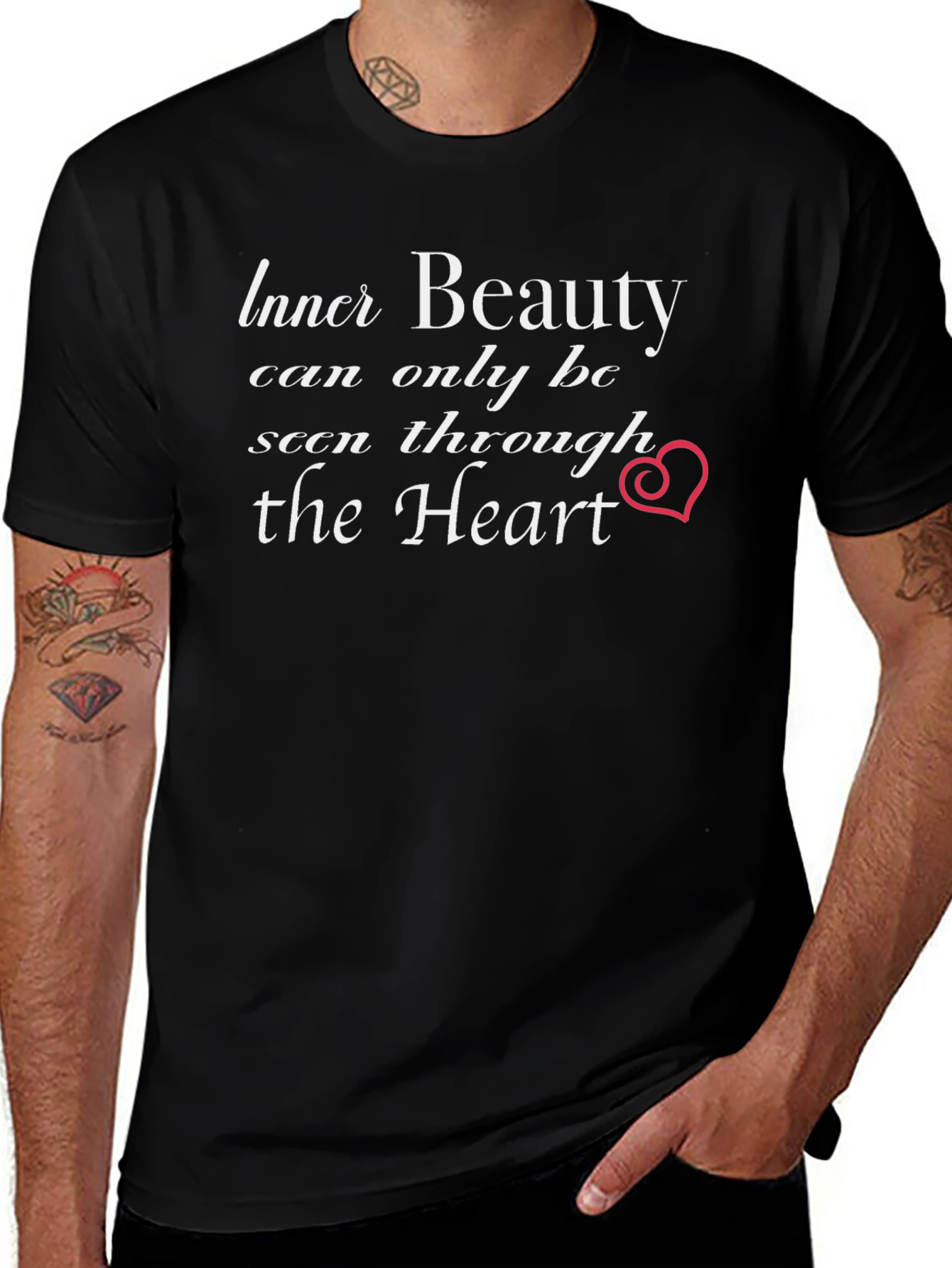 Inner Beauty Heart Graphic Black T-Shirt