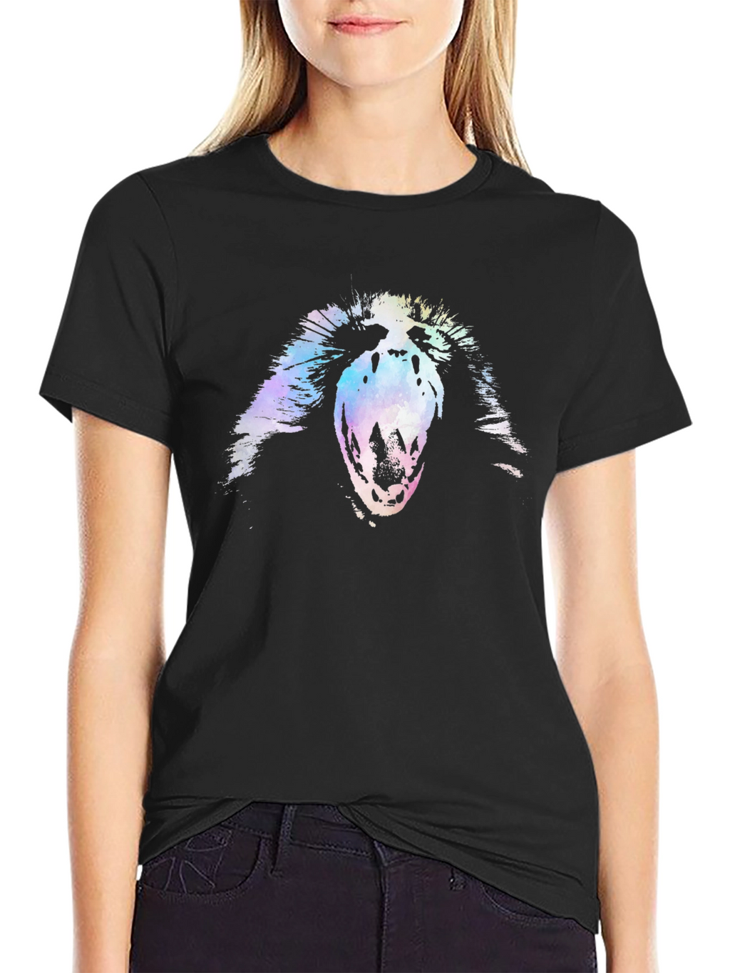 Abstract Scream Graphic Black T-Shirt