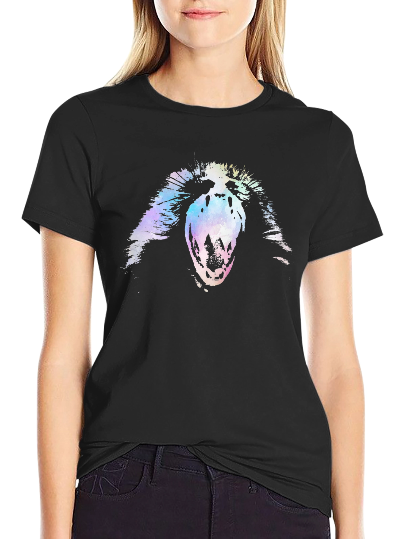 Abstract Scream Graphic Black T-Shirt