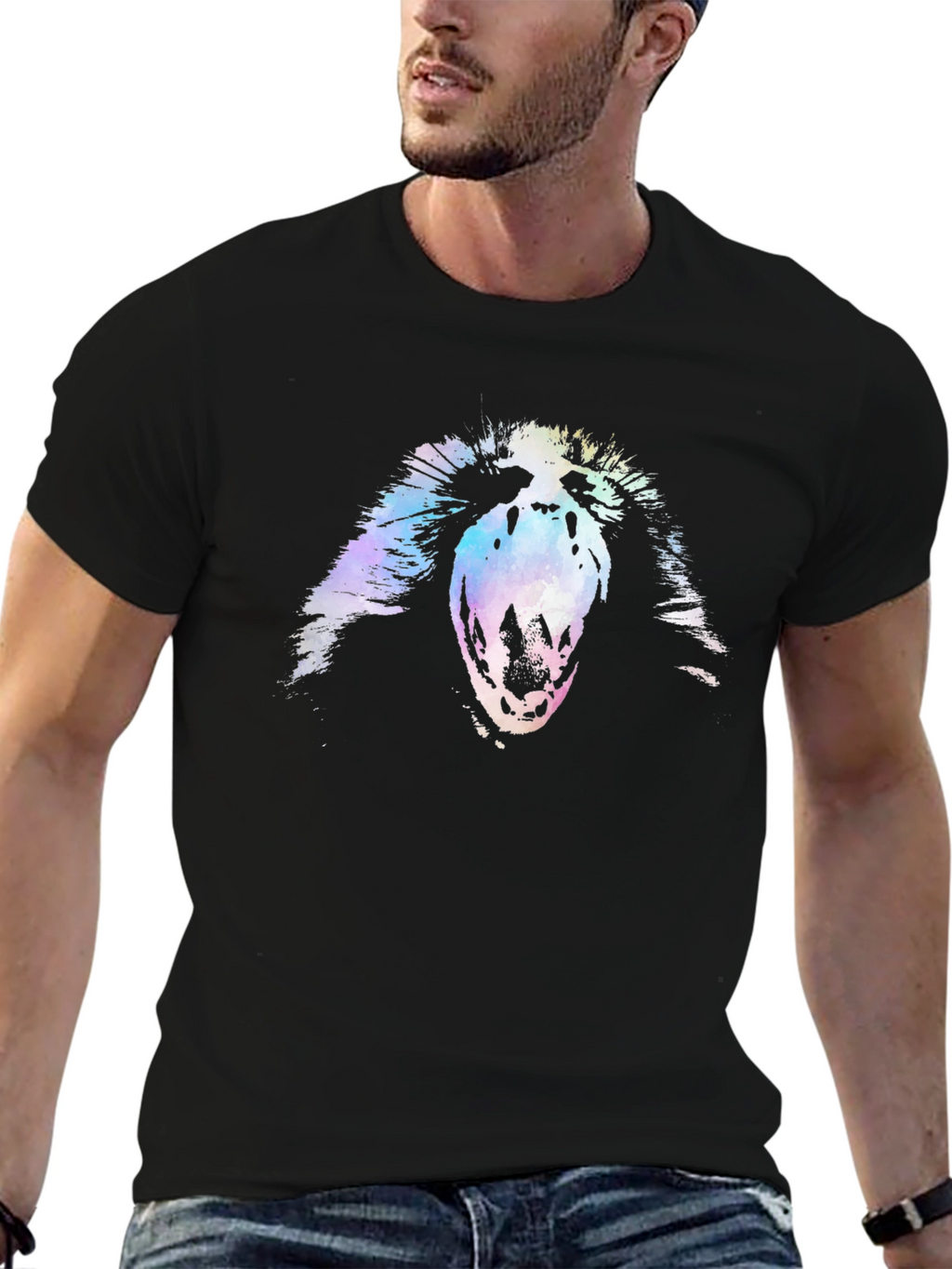 Abstract Scream Graphic Black T-Shirt