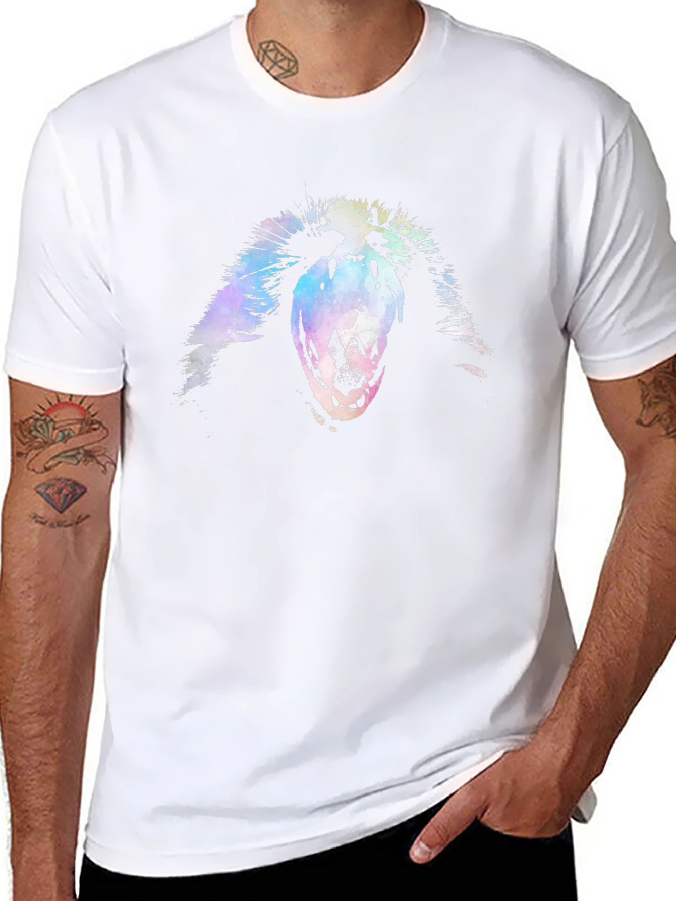 Abstract Scream Graphic Black T-Shirt