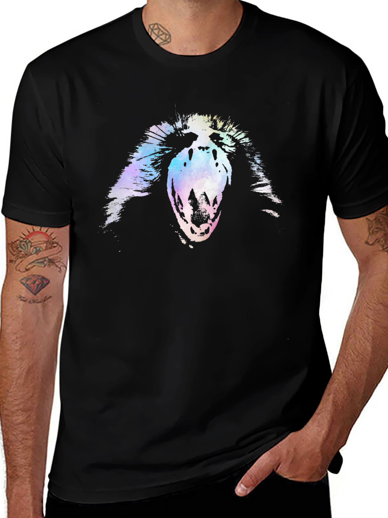 Abstract Scream Graphic Black T-Shirt