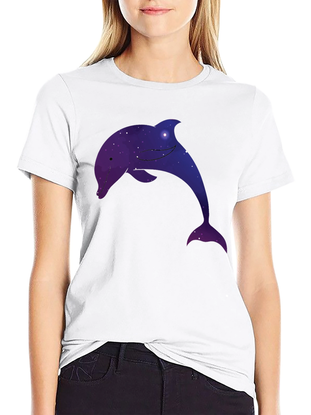 Galaxy Dolphin Graphic Tee - Unique Space Design T-Shirt