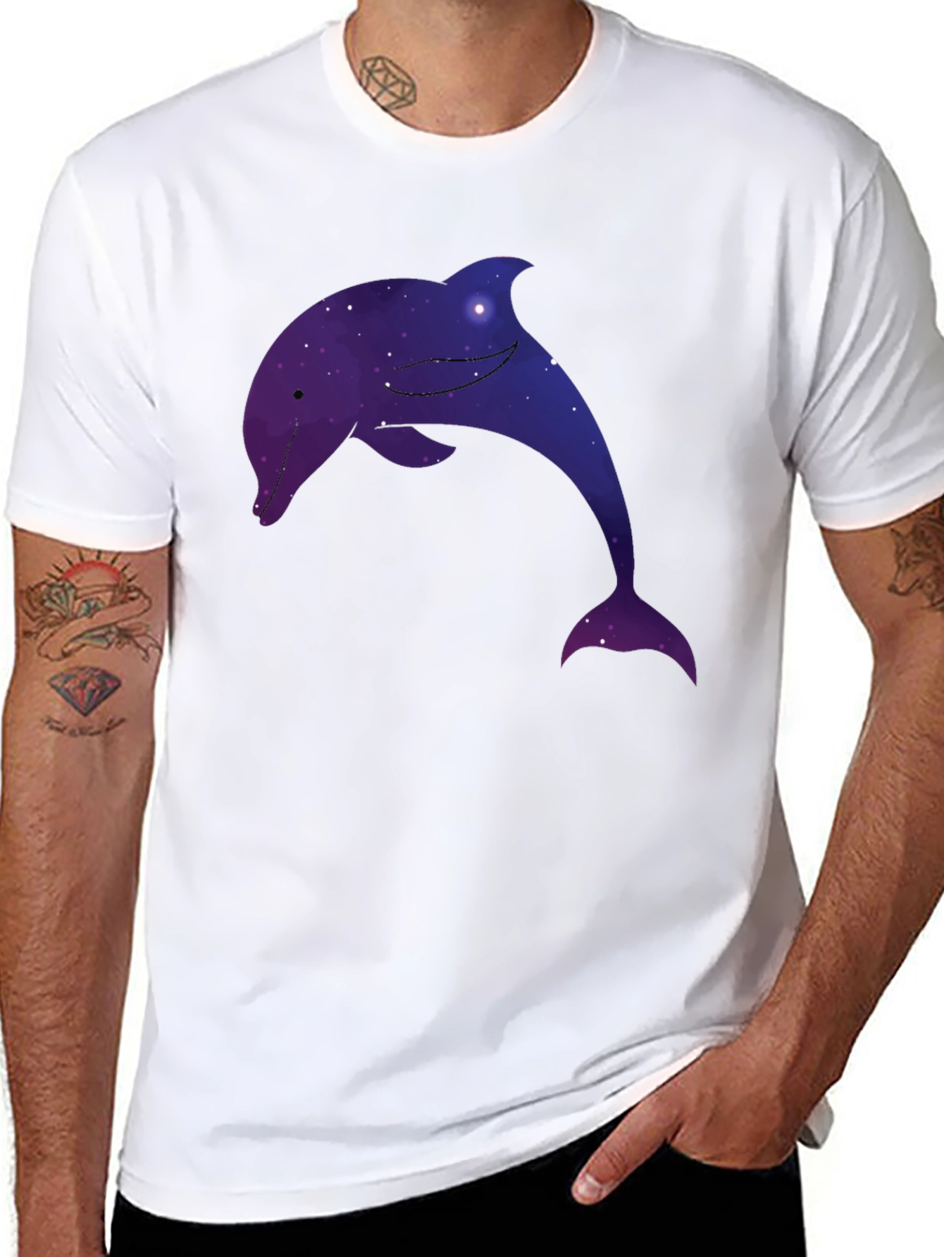 Galaxy Dolphin Graphic Tee - Unique Space Design T-Shirt