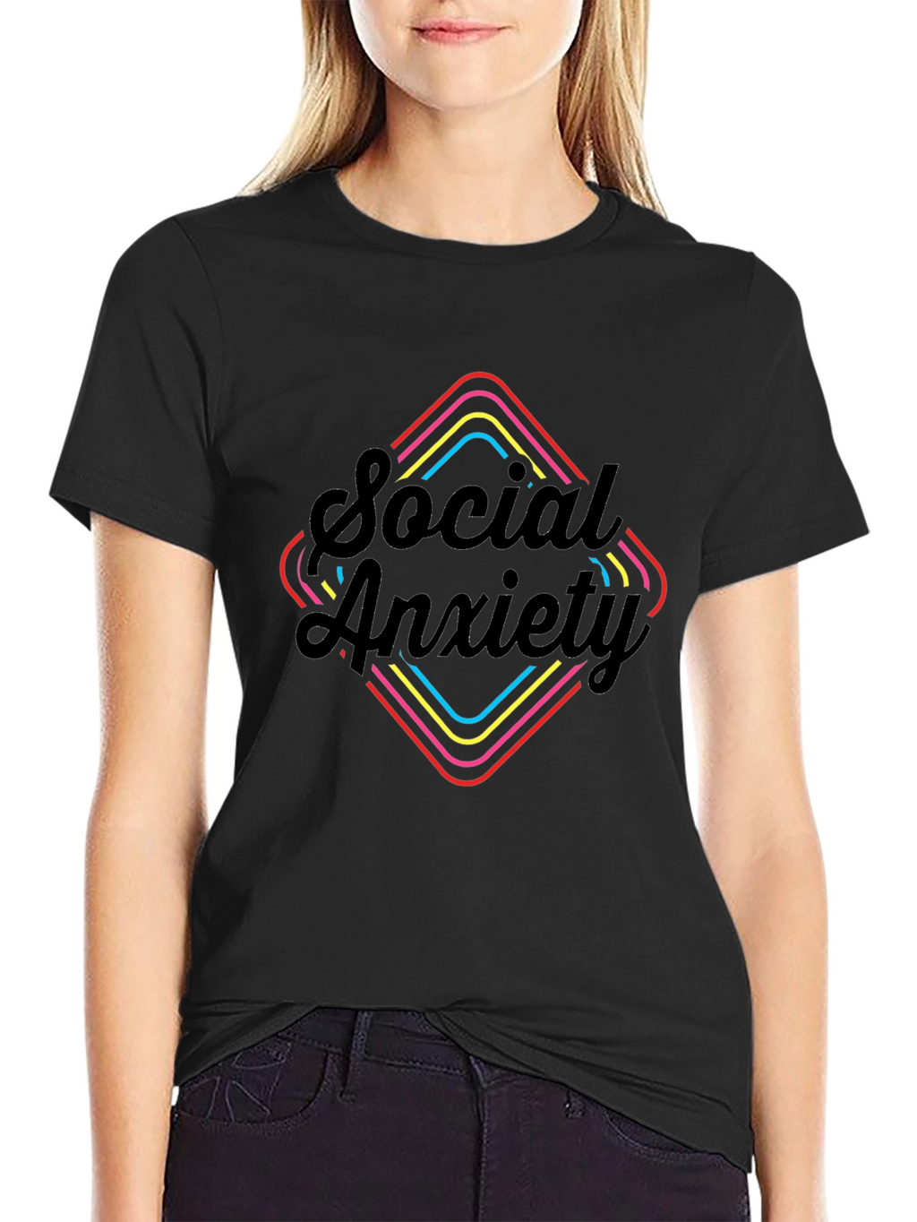Social Anxiety Graphic Tee - Black Short Sleeve