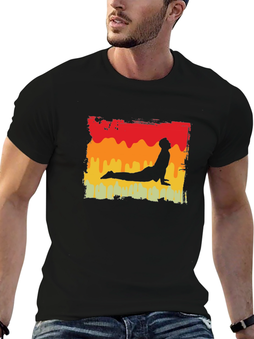 Yoga Pose Graphic Tee - Retro Style