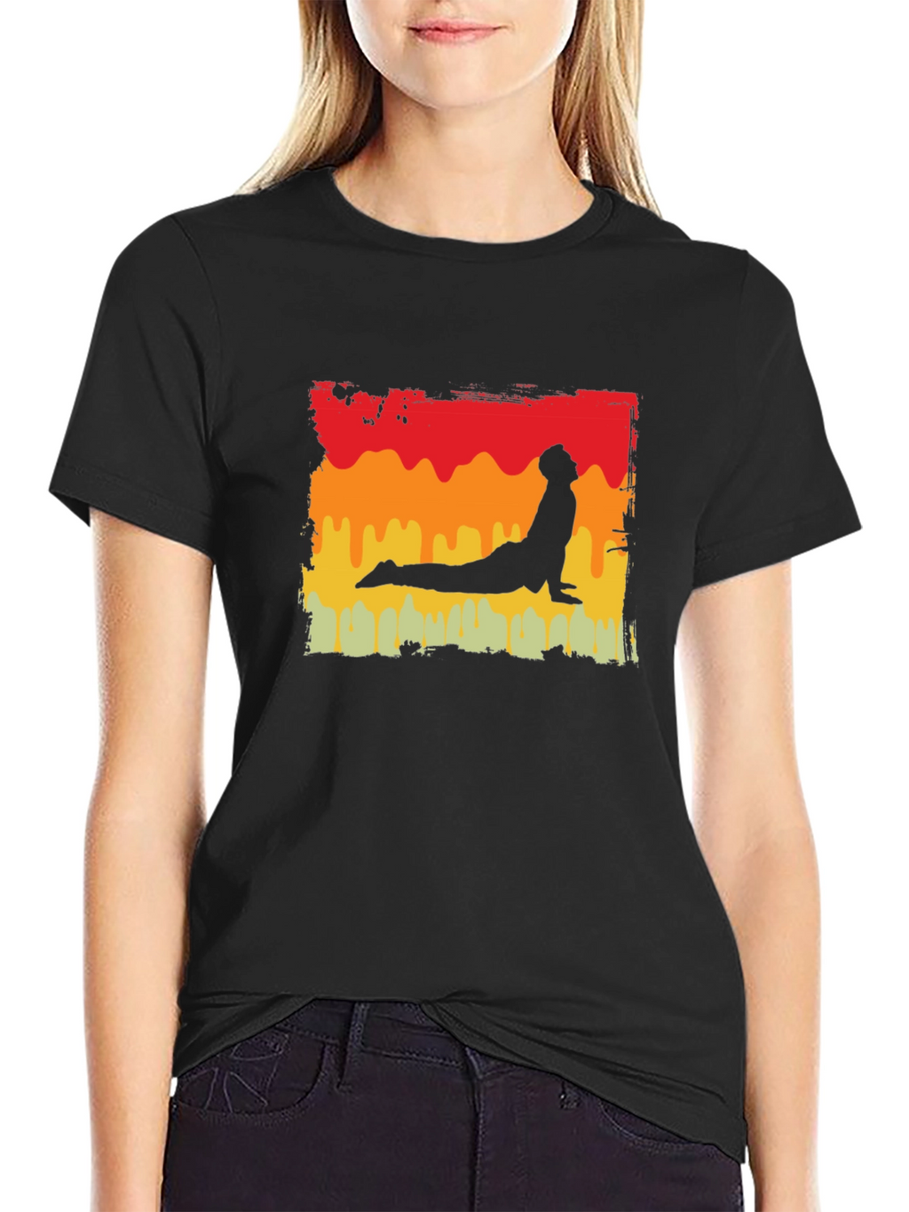 Yoga Pose Graphic Tee - Retro Style