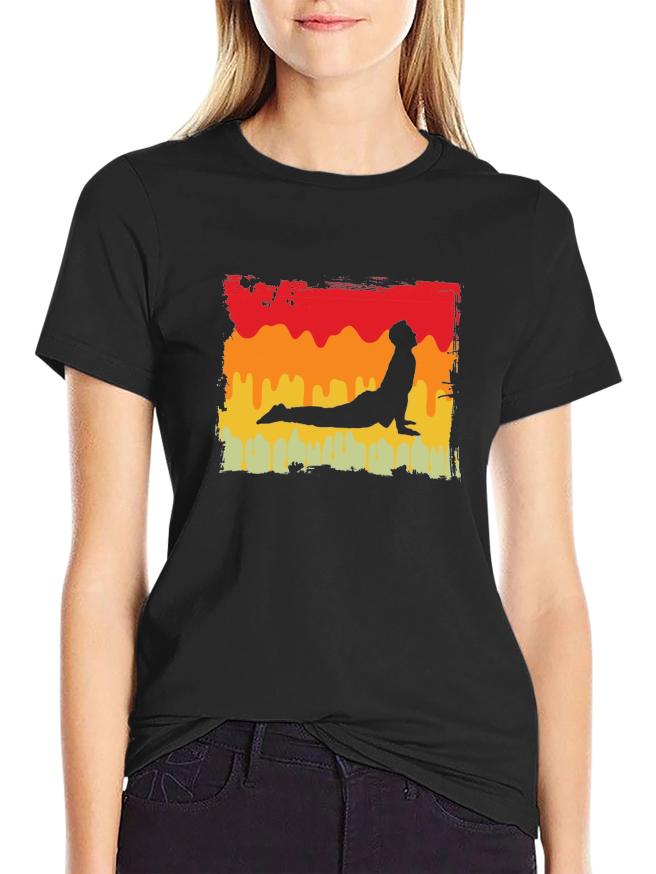Yoga Pose Graphic Tee - Retro Style