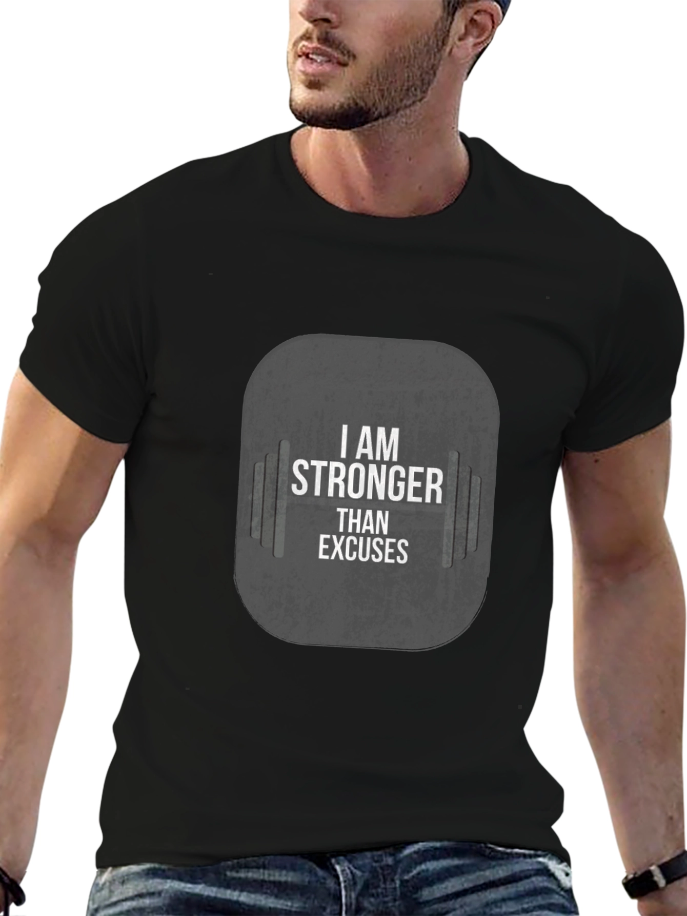 I Am Stronger Than Excuses Black Gym T-Shirt