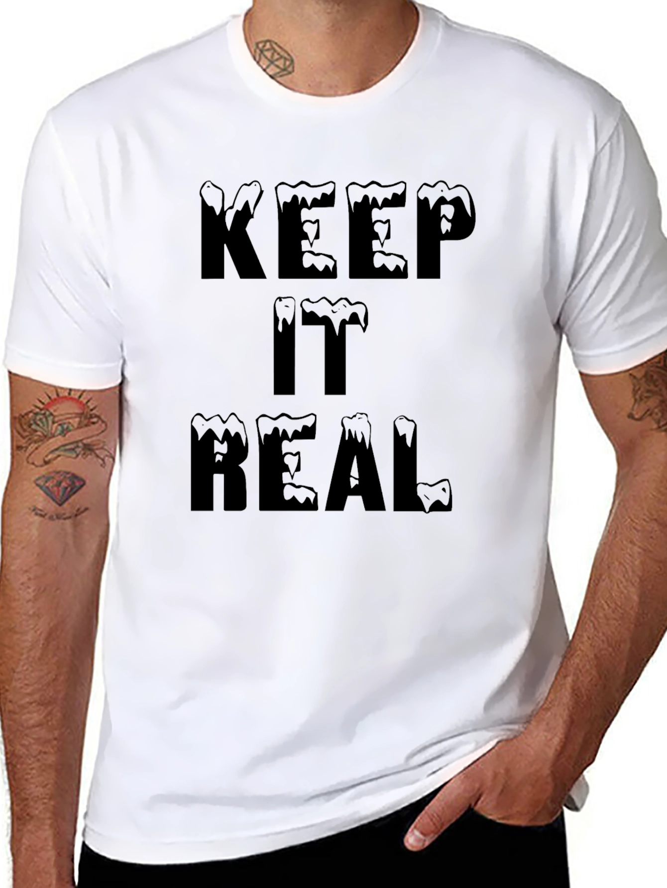 Keep It Real Black Graphic Tee - Mens Fashion