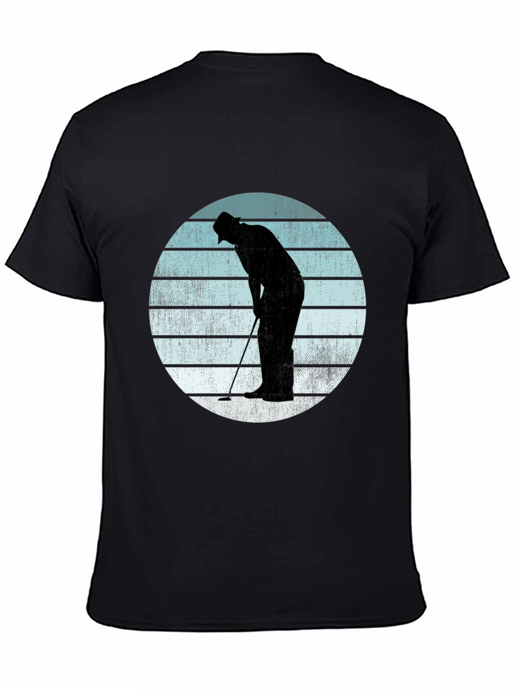 Retro Golfer Silhouette Graphic Tee - Black
