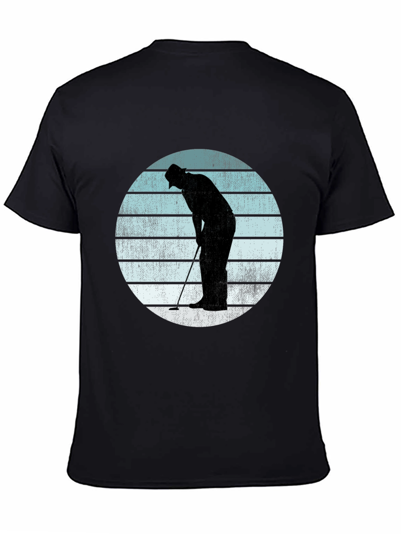 Retro Golfer Silhouette Graphic Tee - Black