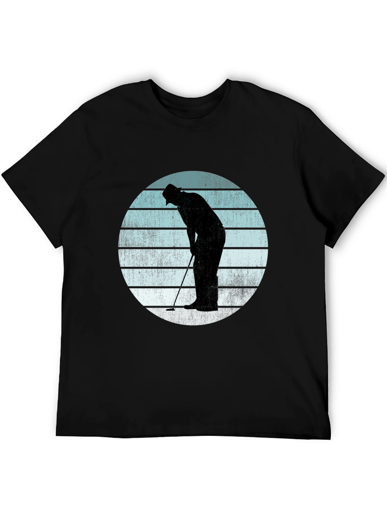 Retro Golfer Silhouette Graphic Tee - Black