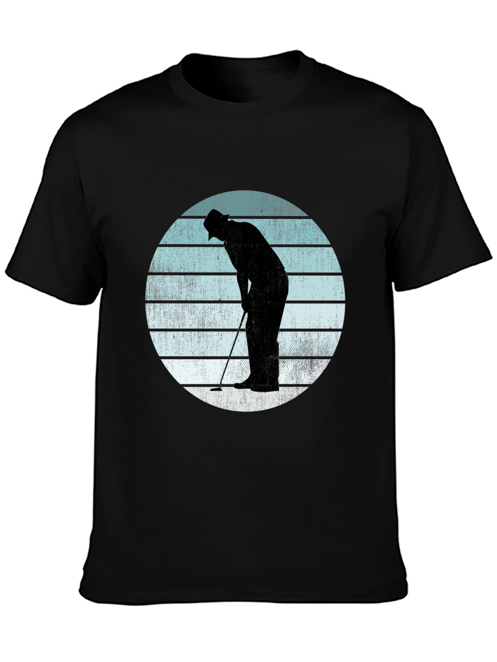 Retro Golfer Silhouette Graphic Tee - Black
