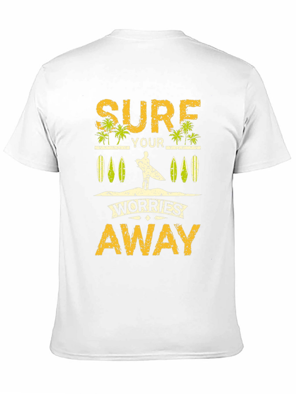 Surf Your Worries Away Black Graphic T-Shirt