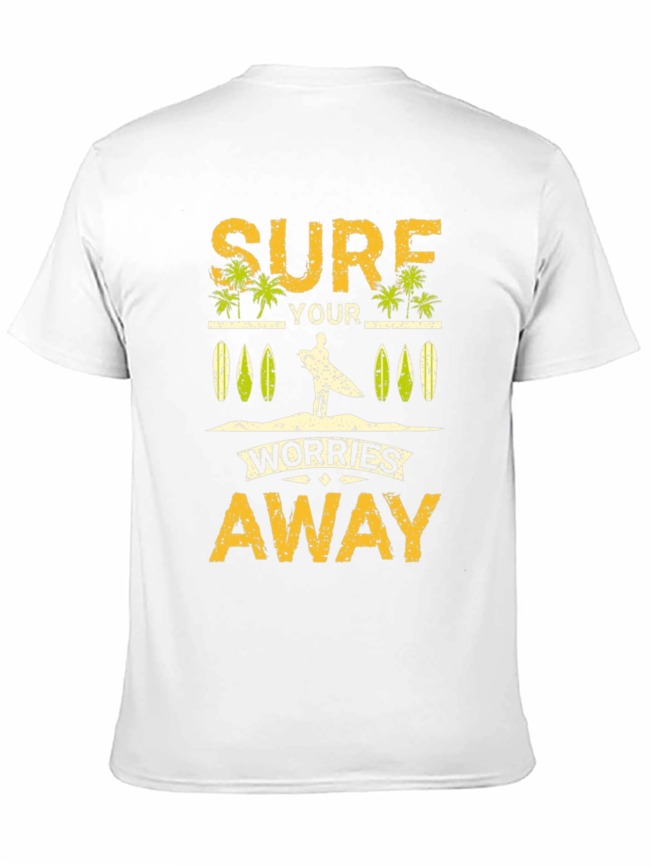 Surf Your Worries Away Black Graphic T-Shirt