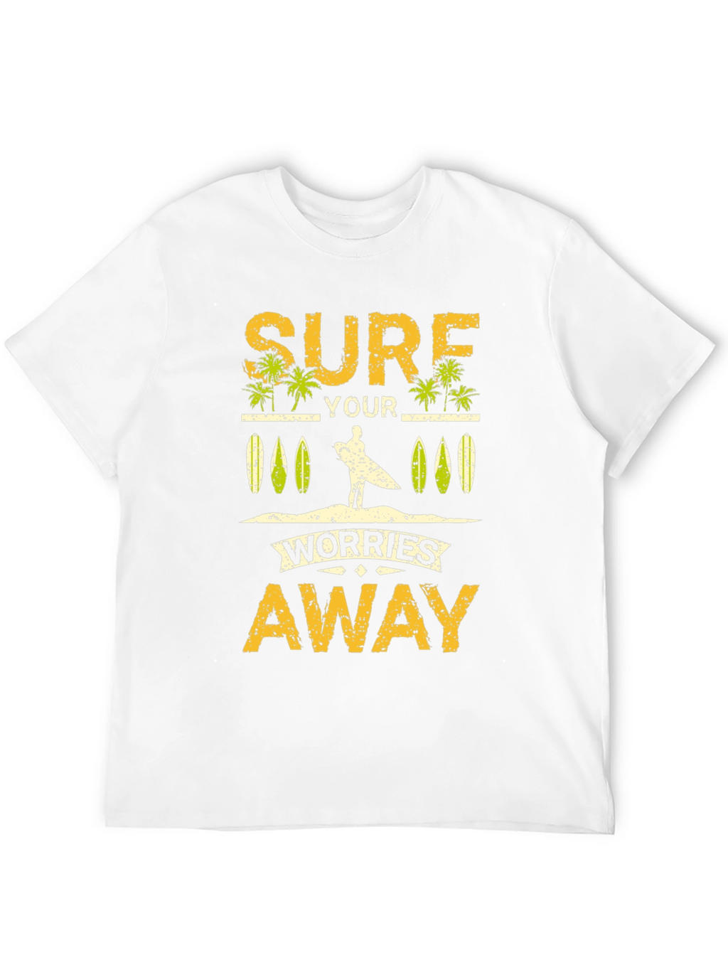 Surf Your Worries Away Black Graphic T-Shirt