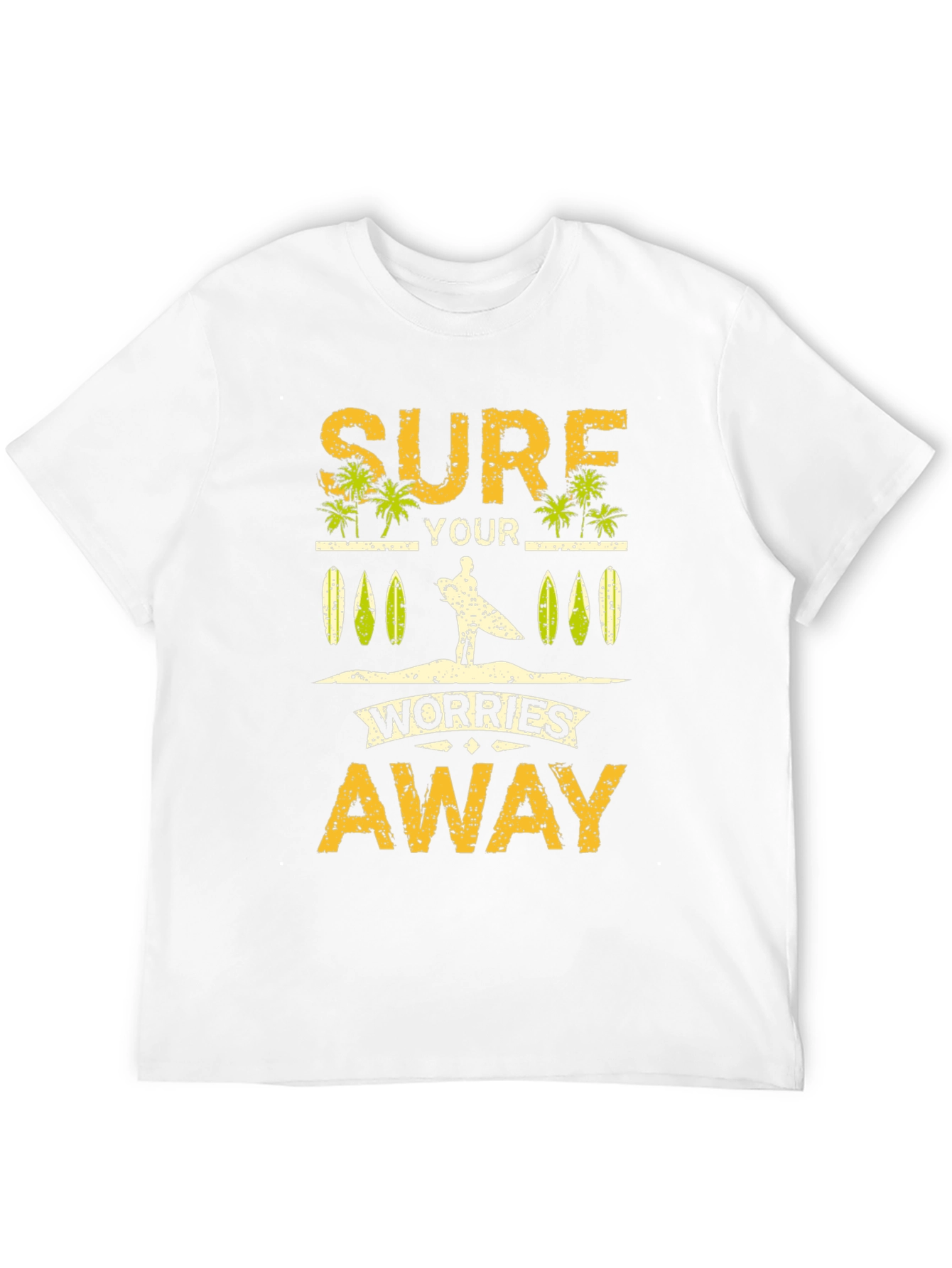 Surf Your Worries Away Black Graphic T-Shirt