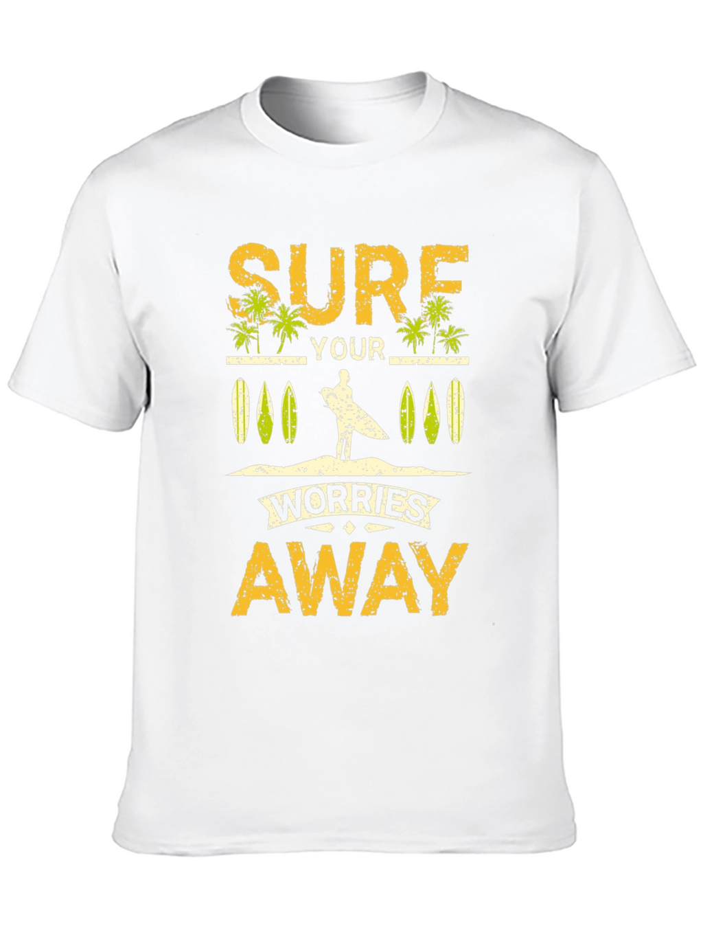 Surf Your Worries Away Black Graphic T-Shirt