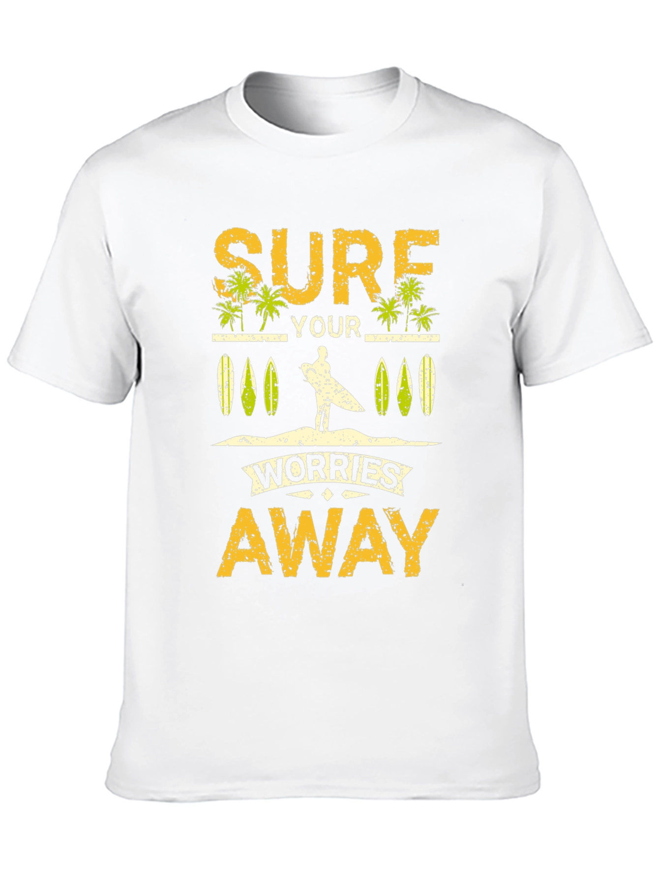 Surf Your Worries Away Black Graphic T-Shirt