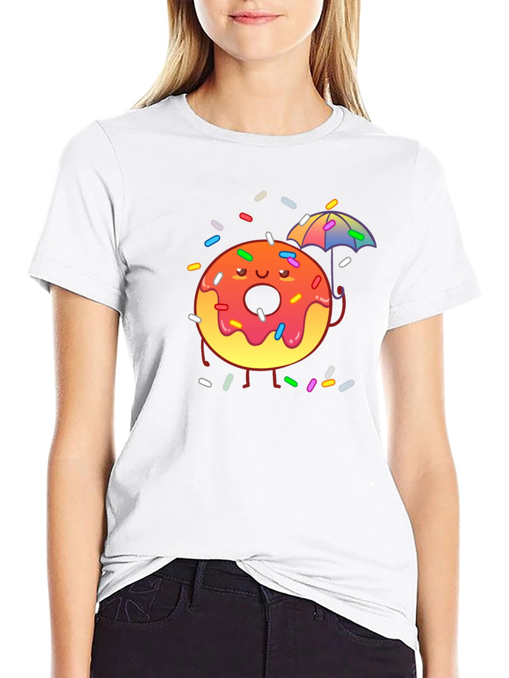 Donut Worry! Black Cotton Graphic Tee