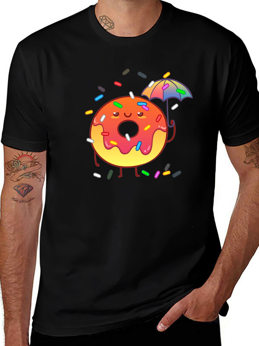 Donut Worry! Black Cotton Graphic Tee
