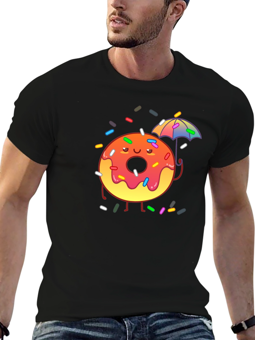 Donut Worry! Black Cotton Graphic Tee