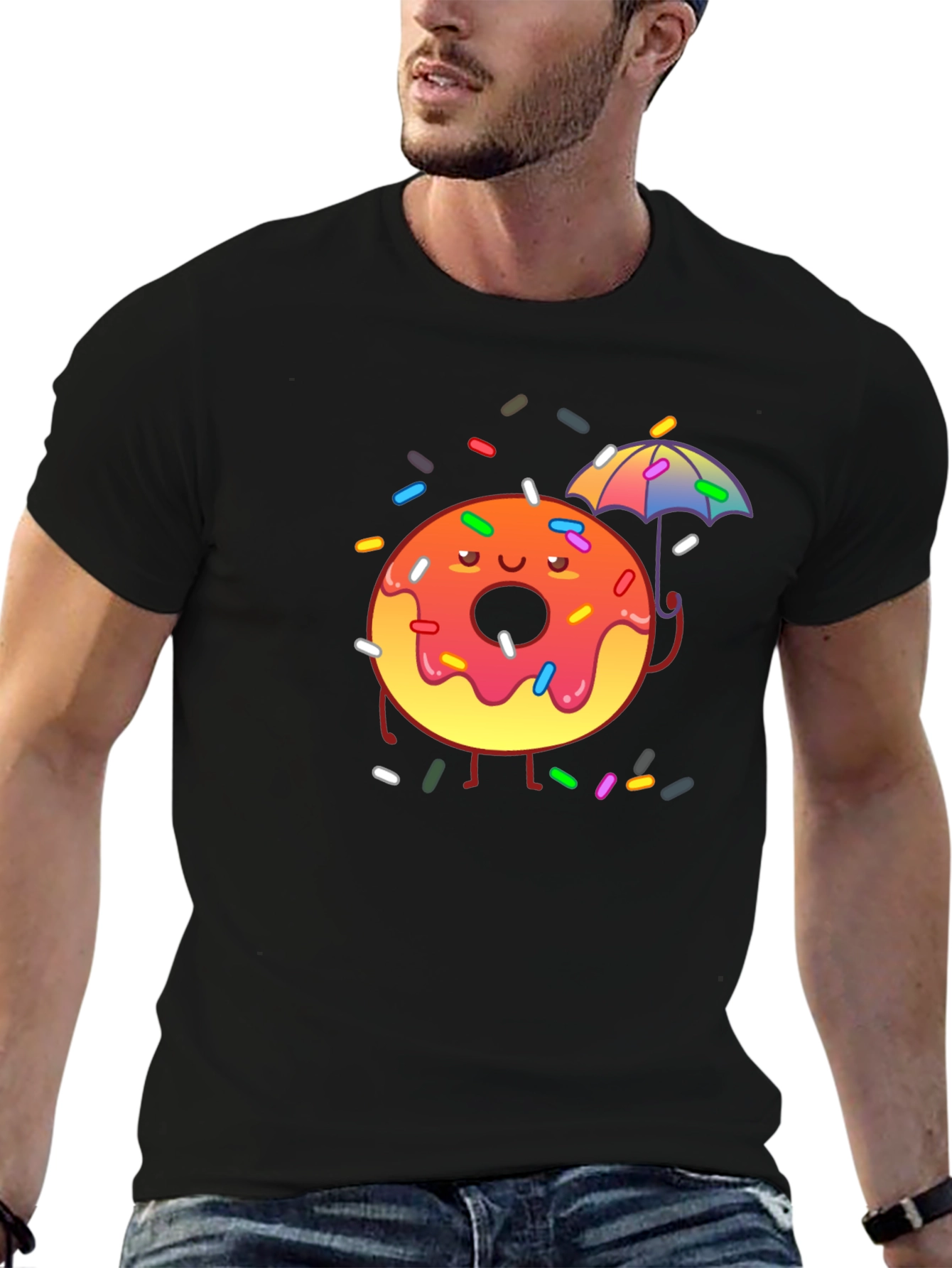 Donut Worry! Black Cotton Graphic Tee