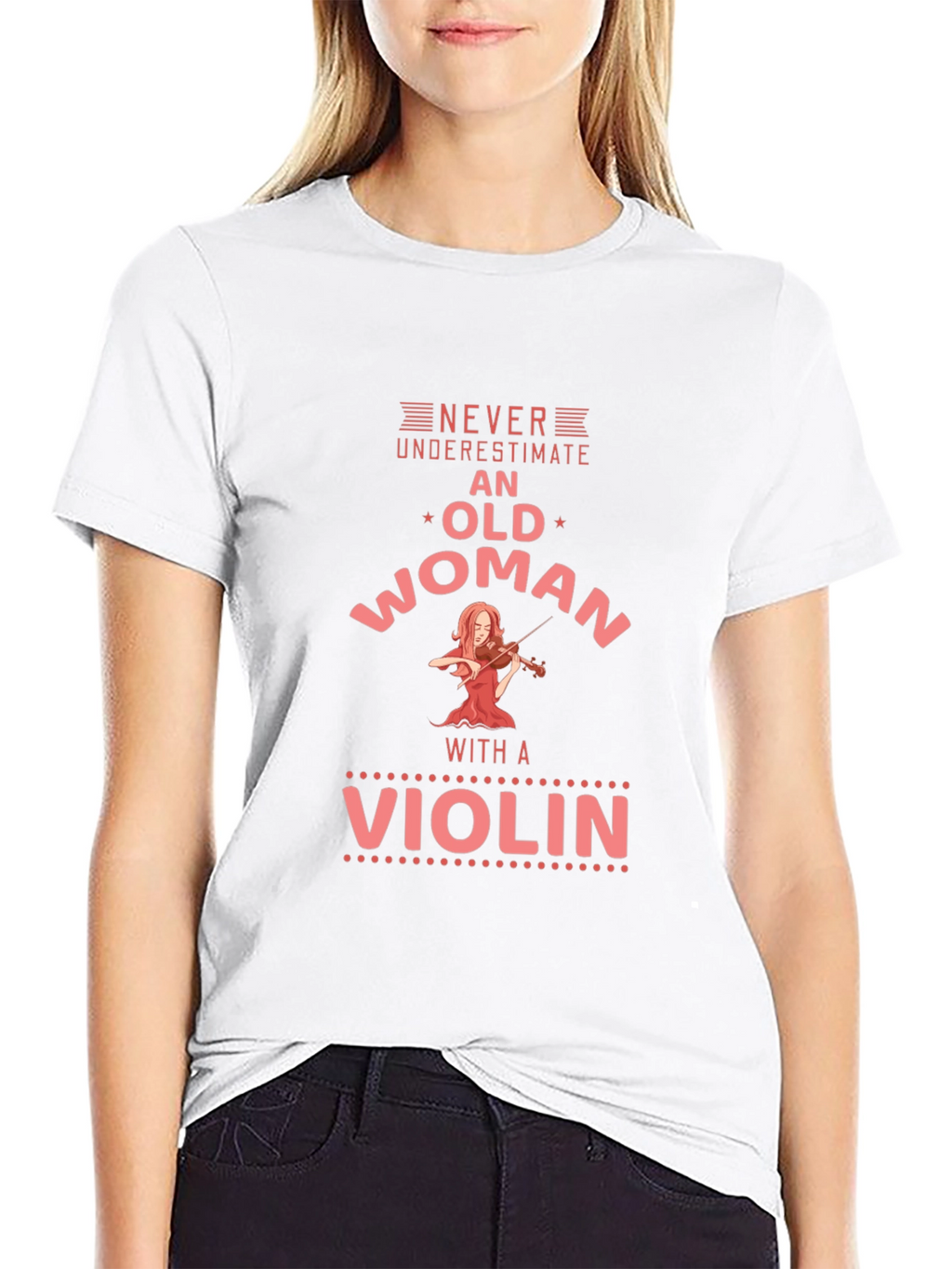 Never Underestimate an Old Woman with a Violin T-Shirt