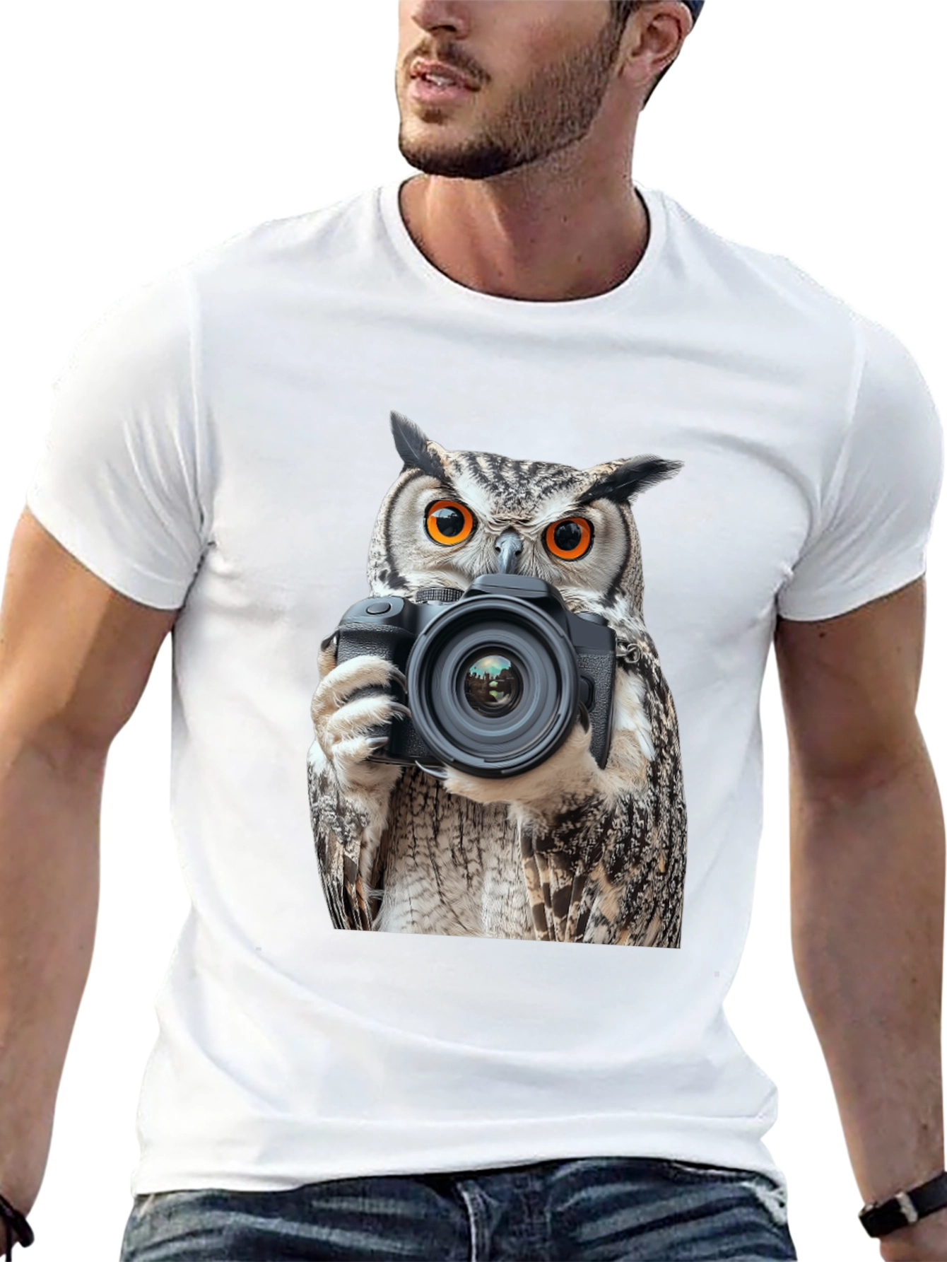 Owl Photographer Graphic Tee - Mens Black T-Shirt