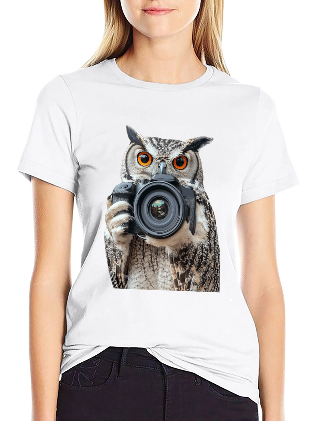 Owl Photographer Graphic Tee - Mens Black T-Shirt