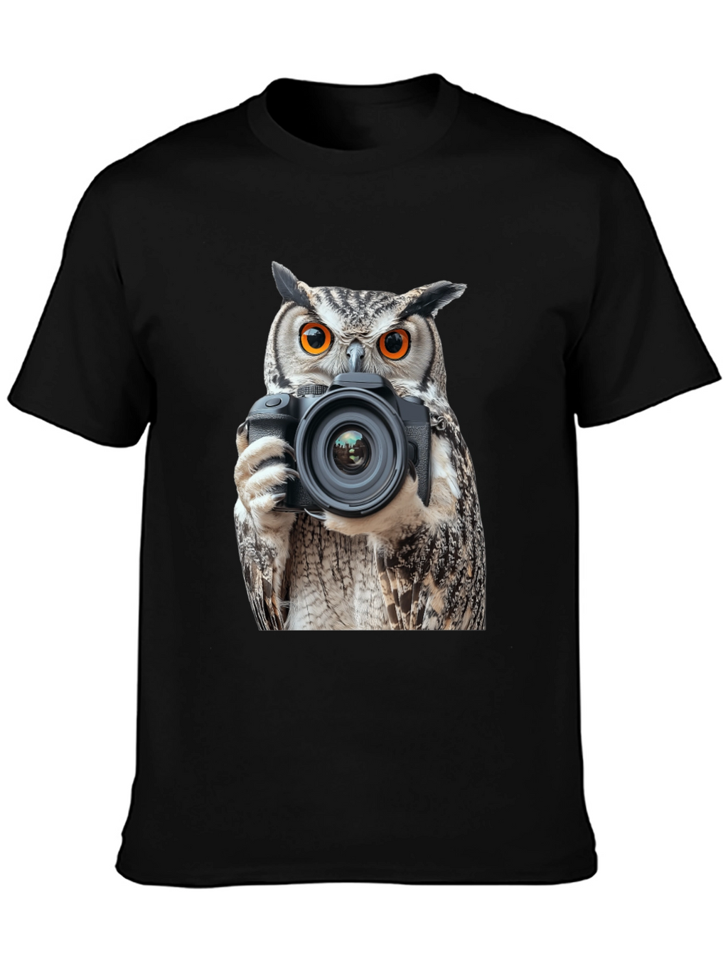 Owl Photographer Graphic Tee - Mens Black T-Shirt