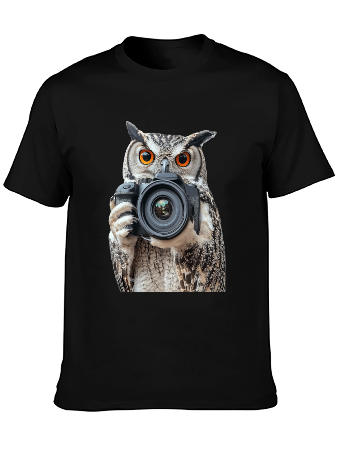 Owl Photographer Graphic Tee - Mens Black T-Shirt