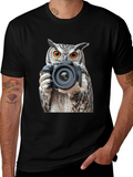 Owl Photographer Graphic Tee - Mens Black T-Shirt